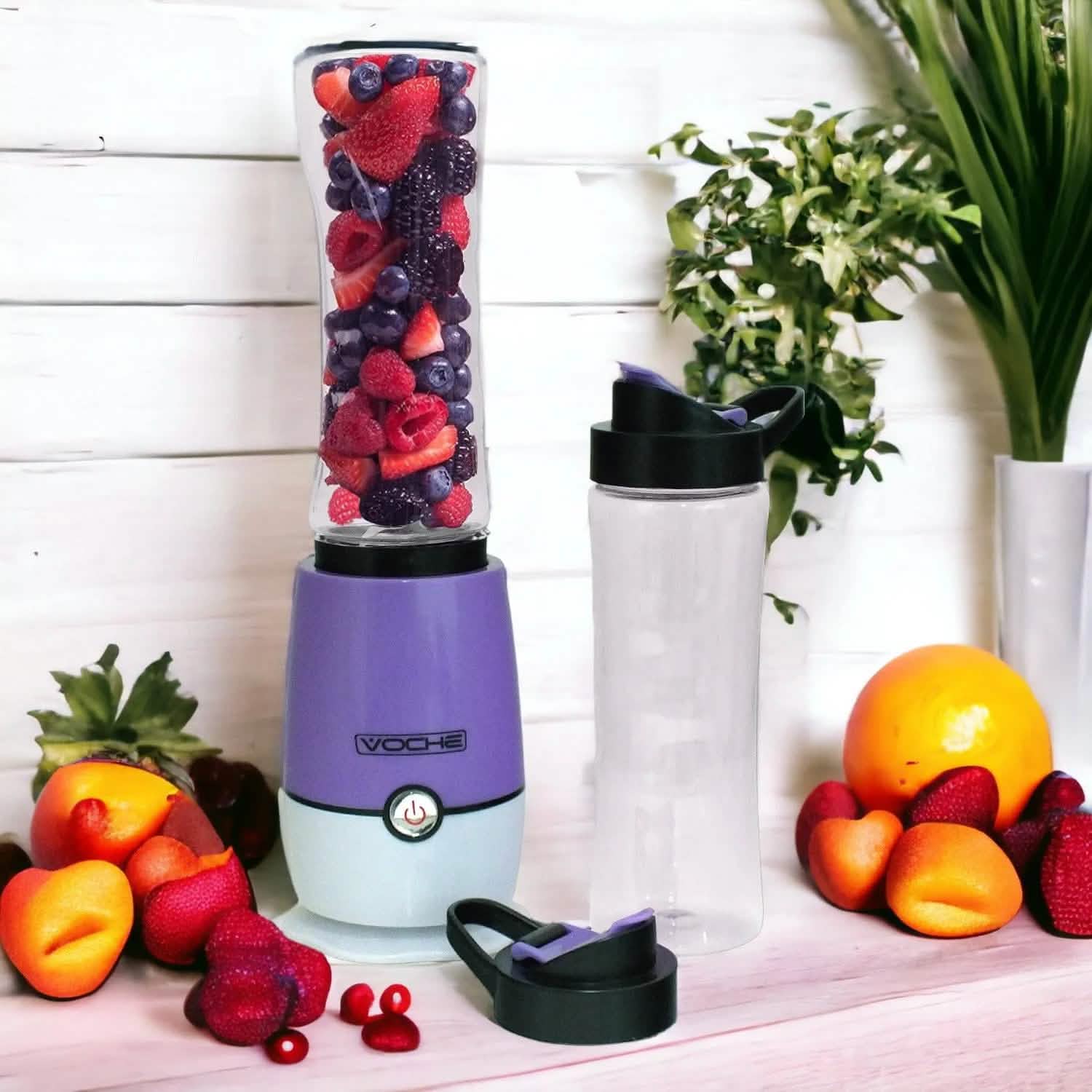 Voche Food Mixers & Blenders Purple Shake & Take Multi Blender Fruit Smoothie Maker Juicer + 2 Sports Bottles