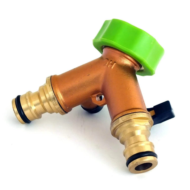 Voche Garden Tap Adaptor Voche Solid Brass 2 Way Double Outside Garden Hose Pipe Tap Splitter Adaptor