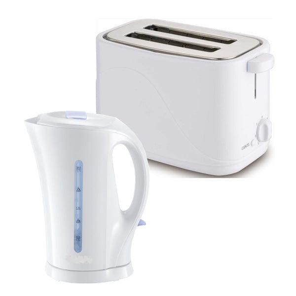 Voche Kettle & Toaster Set White Electric Cordless Kettle 1.7 Litre Jug 2200W  + 2 Slice Toaster Set Voche