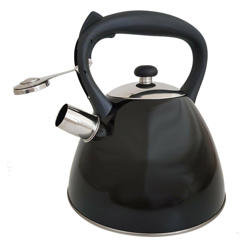 Voche kettle Voche Black 3L Stainless Steel Whistling Kettle And 4 Slice 1300W Toaster Set