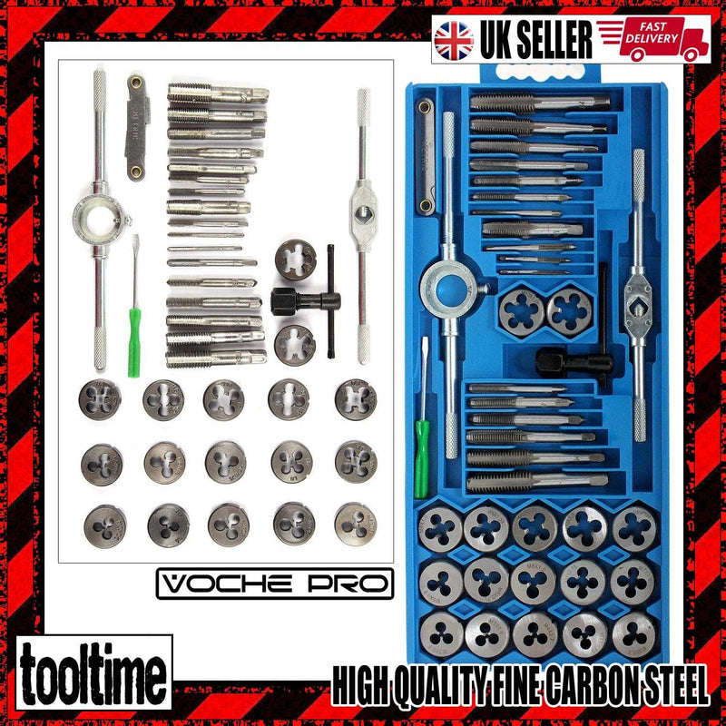 Voche Metric Tap Die Set Cuts M3-M12 Bolts Wrench + Storage Case Voche Pro 40Pc