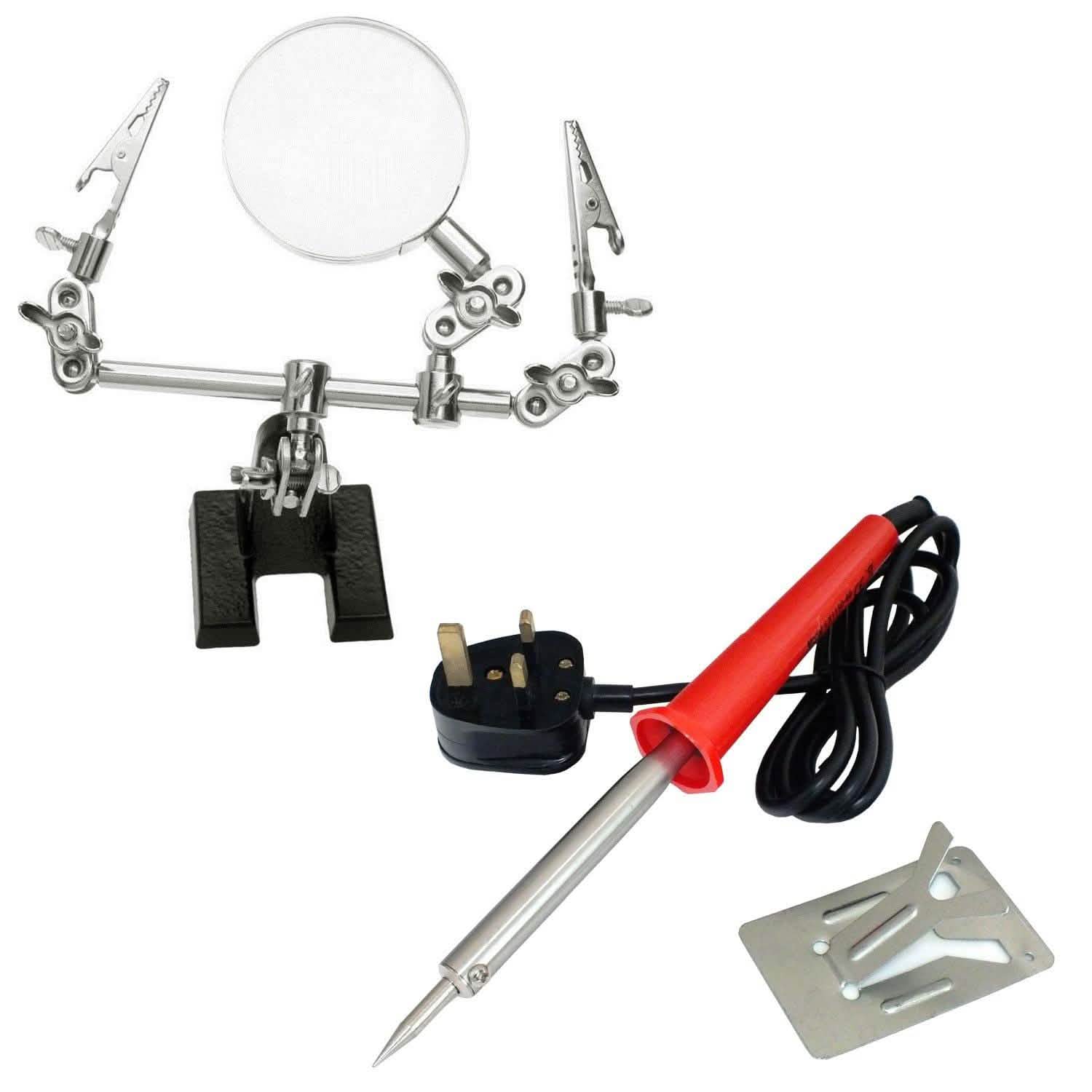 Voche Soldering Iron Voche® 60W Electric Soldering Iron Needle Tip + Helping Hands Magnifying Glass