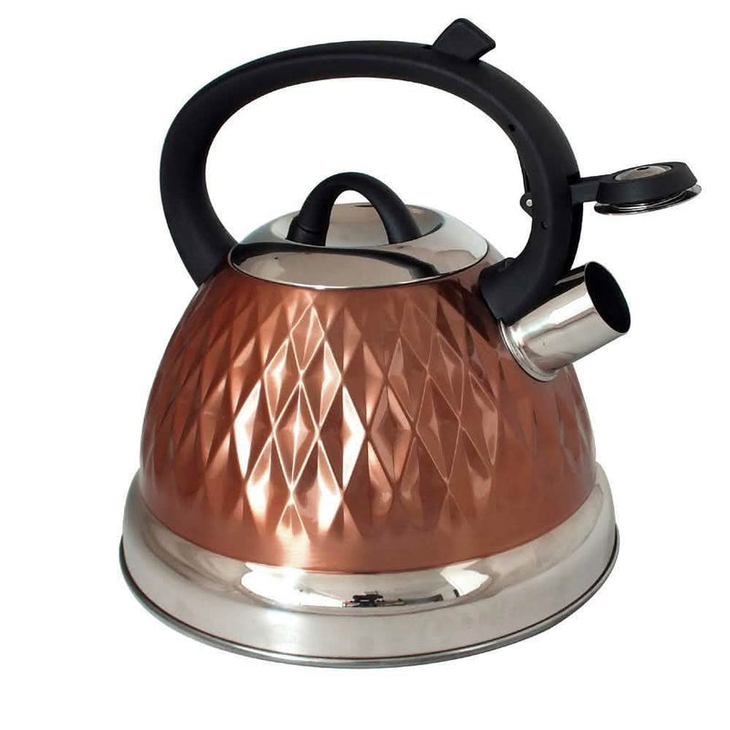 Voche Stovetop Kettles VOCHE 3 LITRE COPPER STAINLESS STEEL WHISTLING KETTLE & 750W 2 SLICE TOASTER SET
