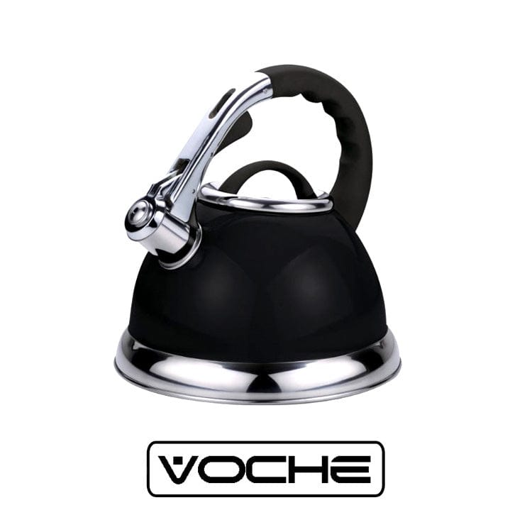 Voche Stovetop Whistling Kettle Voche® 3.5L Metallic Black Stainless Steel Whistling Kettle Gas & Electric Hobs