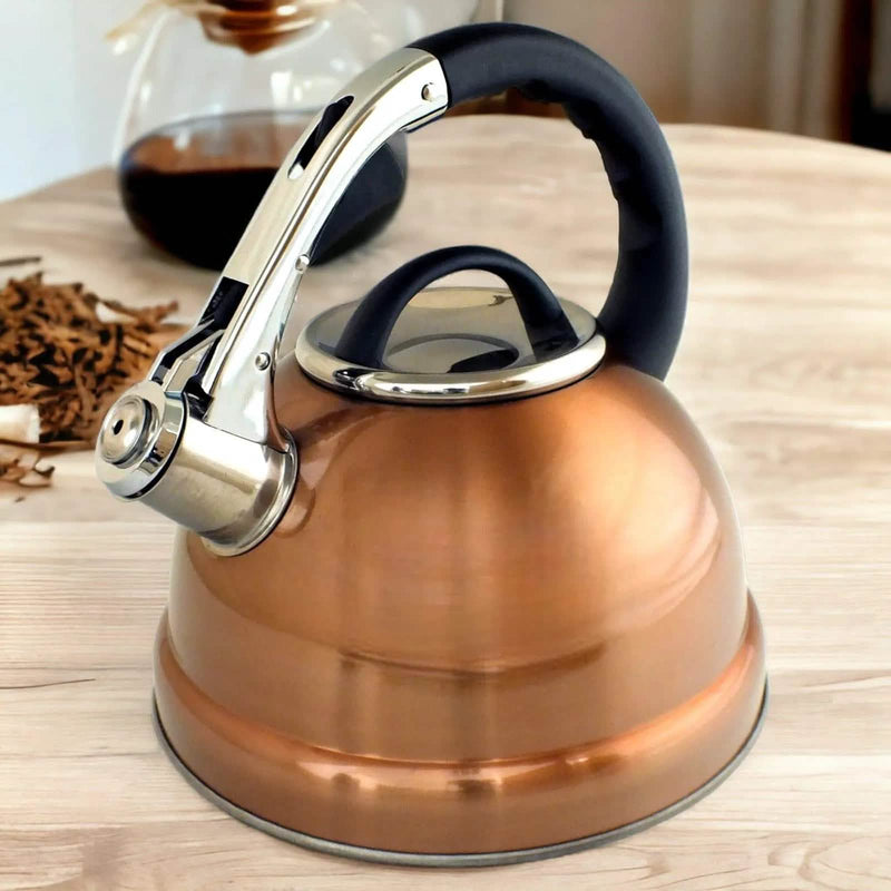 Voche® Stovetop Whistling Kettle Voche 3.5L Whistling Stovetop Kettle Stainless Steel with Stylish Copper Finish for Electric, Induction and Gas Hobs