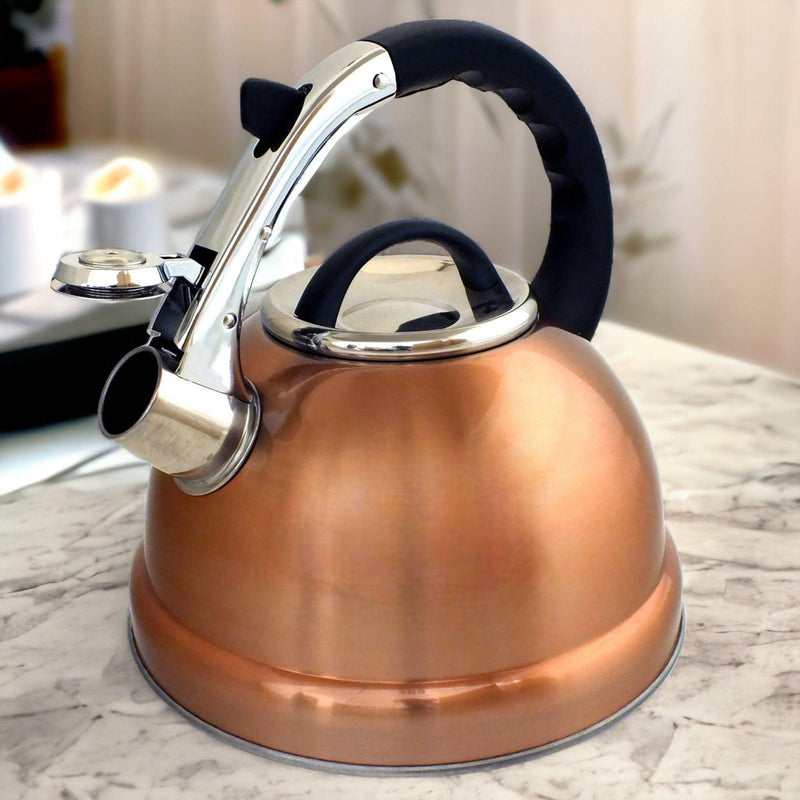Voche® Stovetop Whistling Kettle Voche 3.5L Whistling Stovetop Kettle Stainless Steel with Stylish Copper Finish for Electric, Induction and Gas Hobs