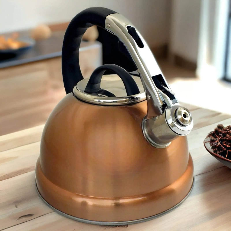 Voche® Stovetop Whistling Kettle Voche 3.5L Whistling Stovetop Kettle Stainless Steel with Stylish Copper Finish for Electric, Induction and Gas Hobs