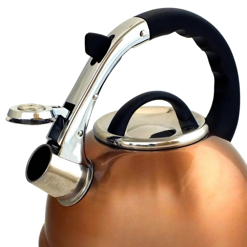 Voche® Stovetop Whistling Kettle Voche 3.5L Whistling Stovetop Kettle Stainless Steel with Stylish Copper Finish for Electric, Induction and Gas Hobs