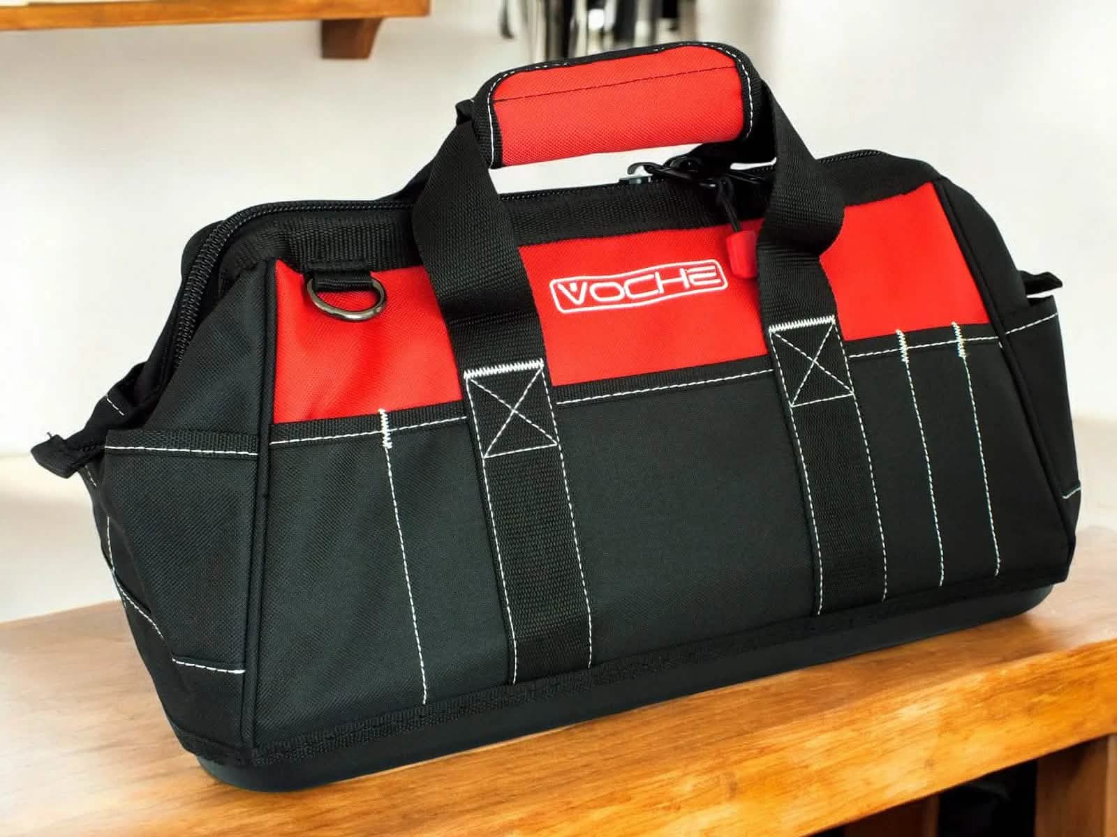 Voche Tool Bag Voche 16" Wide Opening 21 Pocket Tool Bag with Rigid Base and Shoulder Strap