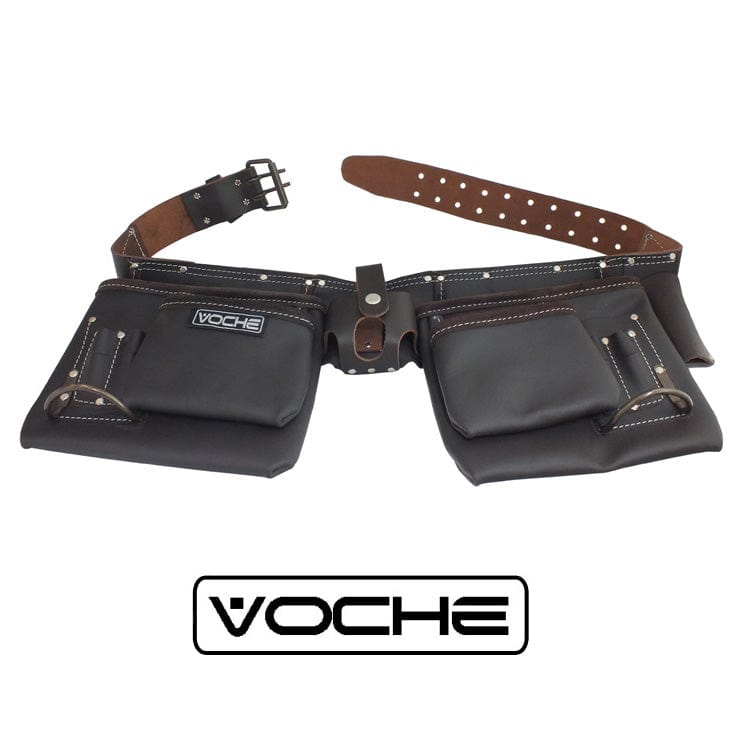 Voche toolbelt Voche® Heavy Duty Deluxe 12 Pocket Oil Tanned Leather Double Tool Belt Pouch