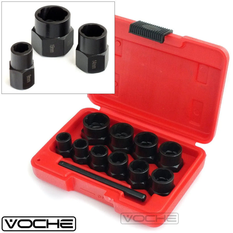 Voche Voche 10Pc Grip & Twist Sockets Locking Wheel Nut Remover Damaged Rounded Bolts