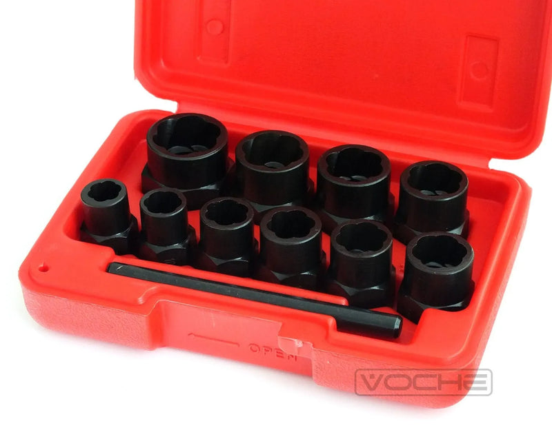 Voche Voche 10Pc Grip & Twist Sockets Locking Wheel Nut Remover Damaged Rounded Bolts