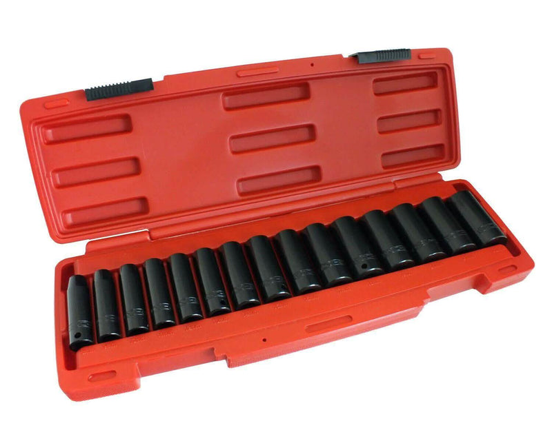 Voche Voche® 15Pc 3/8" Metric Deep Impact Socket Set 8-22Mm Crv Sockets + Storage Case