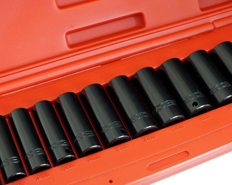 Voche Voche® 15Pc 3/8" Metric Deep Impact Socket Set 8-22Mm Crv Sockets + Storage Case