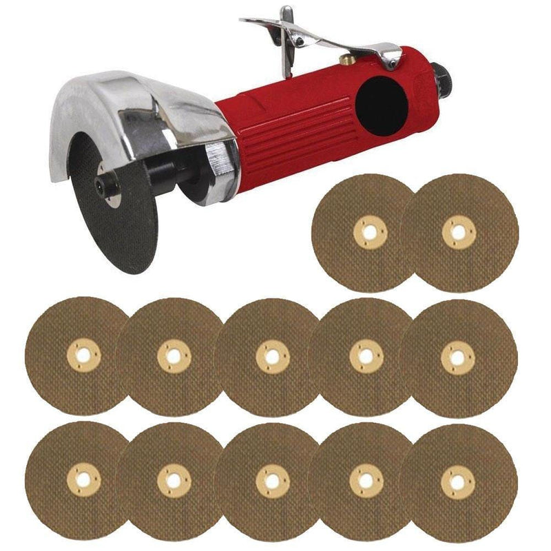 Voche Voche 3" Air Cut Off Tool Grinder Cutter Tools + 12 Cutting Discs - Red