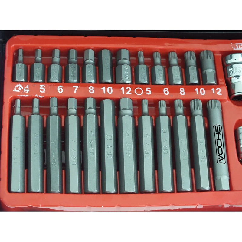 Voche Voche 40Pc 1/2" 3/8" Dr Hex Spline Torx Impact Socket Set + Metal Case + Gloves