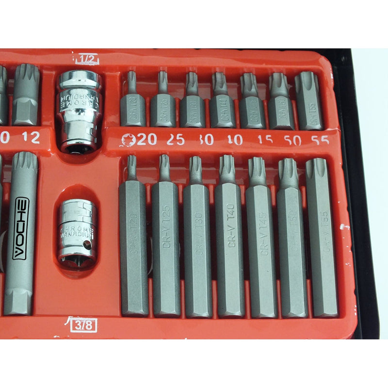 Voche Voche 40Pc 1/2" 3/8" Dr Hex Spline Torx Impact Socket Set + Metal Case + Gloves