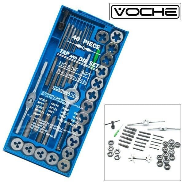 Voche Voche® 40Pc Pro Quality Metric Tap Wrench And Die Set Cuts M3-M12 Bolts + Case