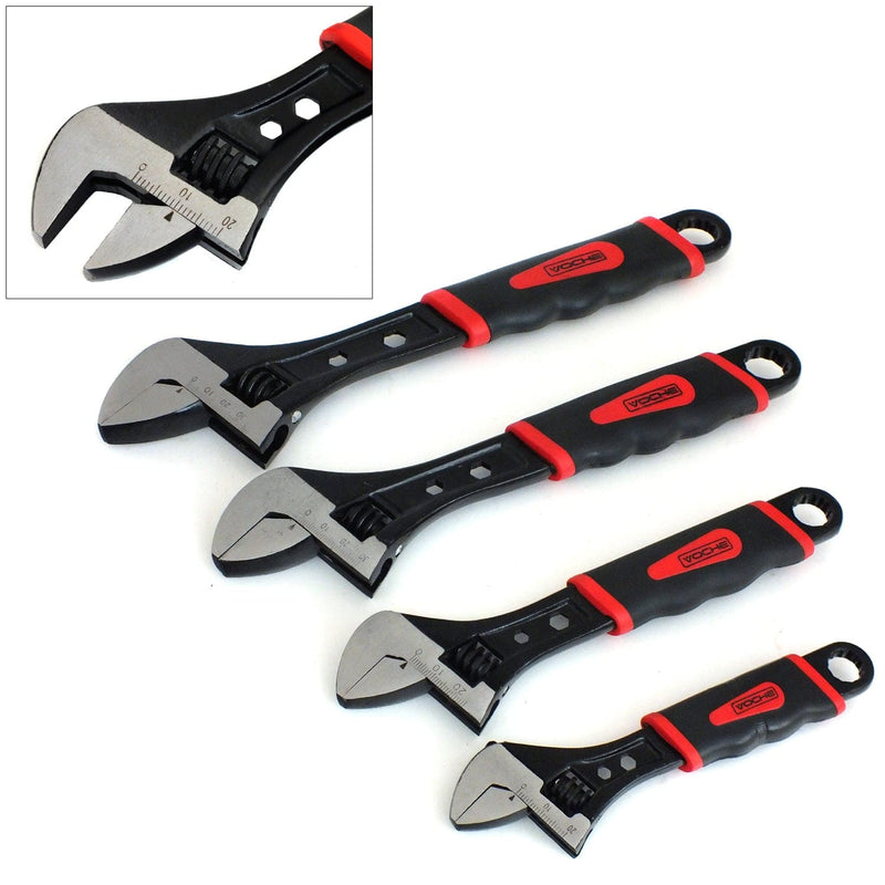 Voche Voche 4Pc Black Heavy Duty Adjustable Wrench Spanner Set 6" 8" 10" 12" *Life Warranty*