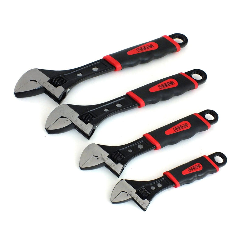 Voche Voche 4Pc Black Heavy Duty Adjustable Wrench Spanner Set 6" 8" 10" 12" *Life Warranty*