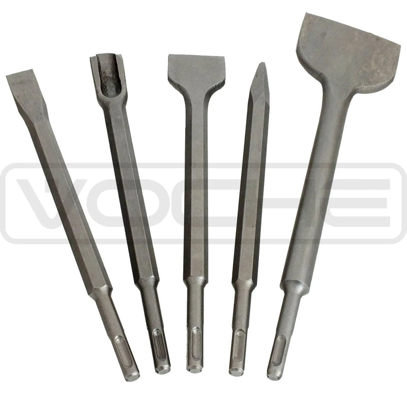 Voche Voche® 5 Piece Sds+ Chisel Set Including 3" Wide Offset - Groove - Point - Flat