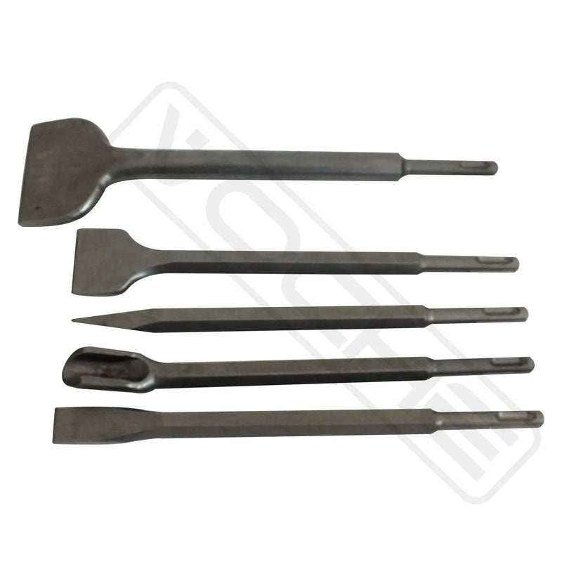 Voche Voche® 5 Piece Sds+ Chisel Set Including 3" Wide Offset - Groove - Point - Flat