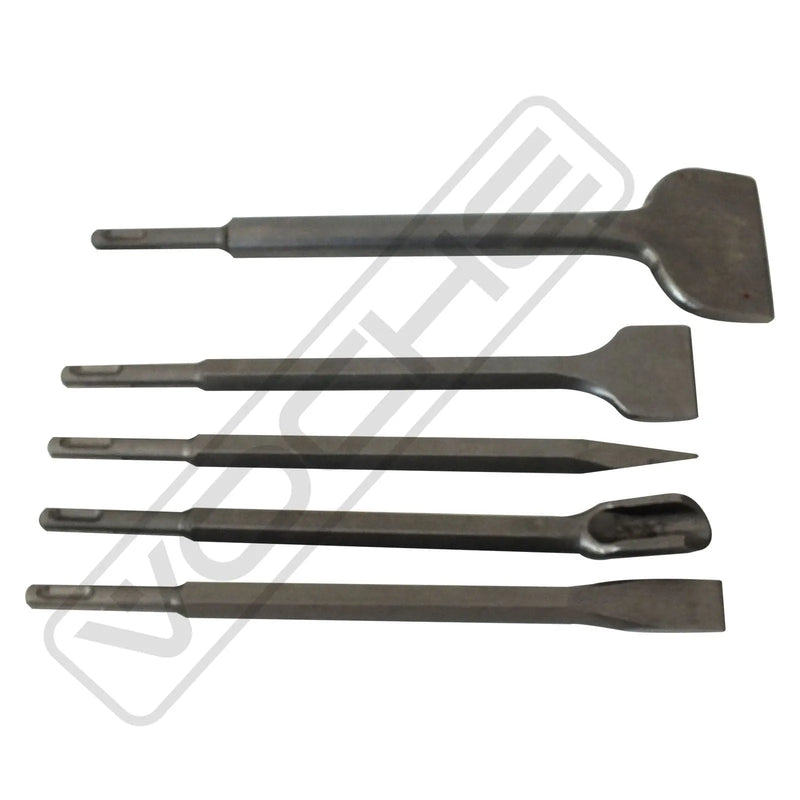 Voche Voche® 5 Piece Sds+ Chisel Set Including 3" Wide Offset - Groove - Point - Flat