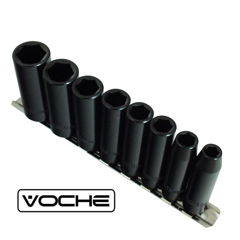 Voche Voche® 9Pc Deep Impact Socket Set 3/8" Metric Chrome Vanadium Steel Crv Sockets