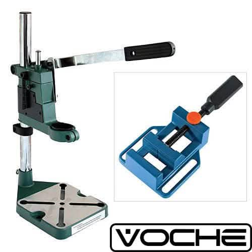 Voche Voche Plunge Power Drilling Stand Bench Pillar Pedestal Clamp + Drill Press Vice