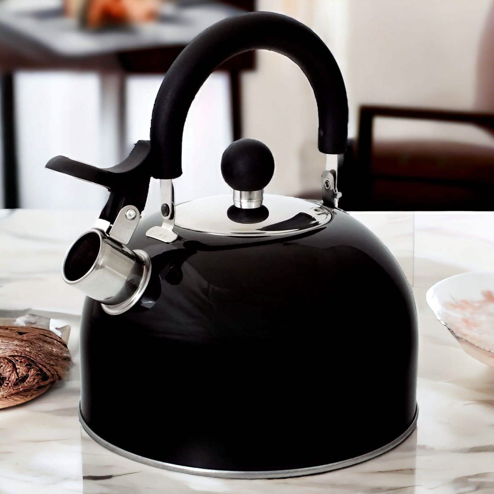 Voche Whistling Stovetop Kettle Voche 2.5L Black Stainless Steel Whistling Stovetop Kettle