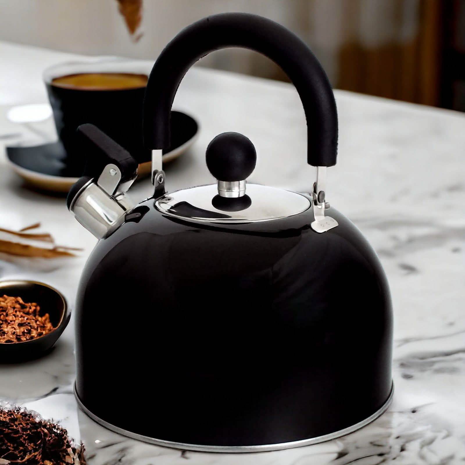 Voche Whistling Stovetop Kettle Voche 2.5L Black Stainless Steel Whistling Stovetop Kettle