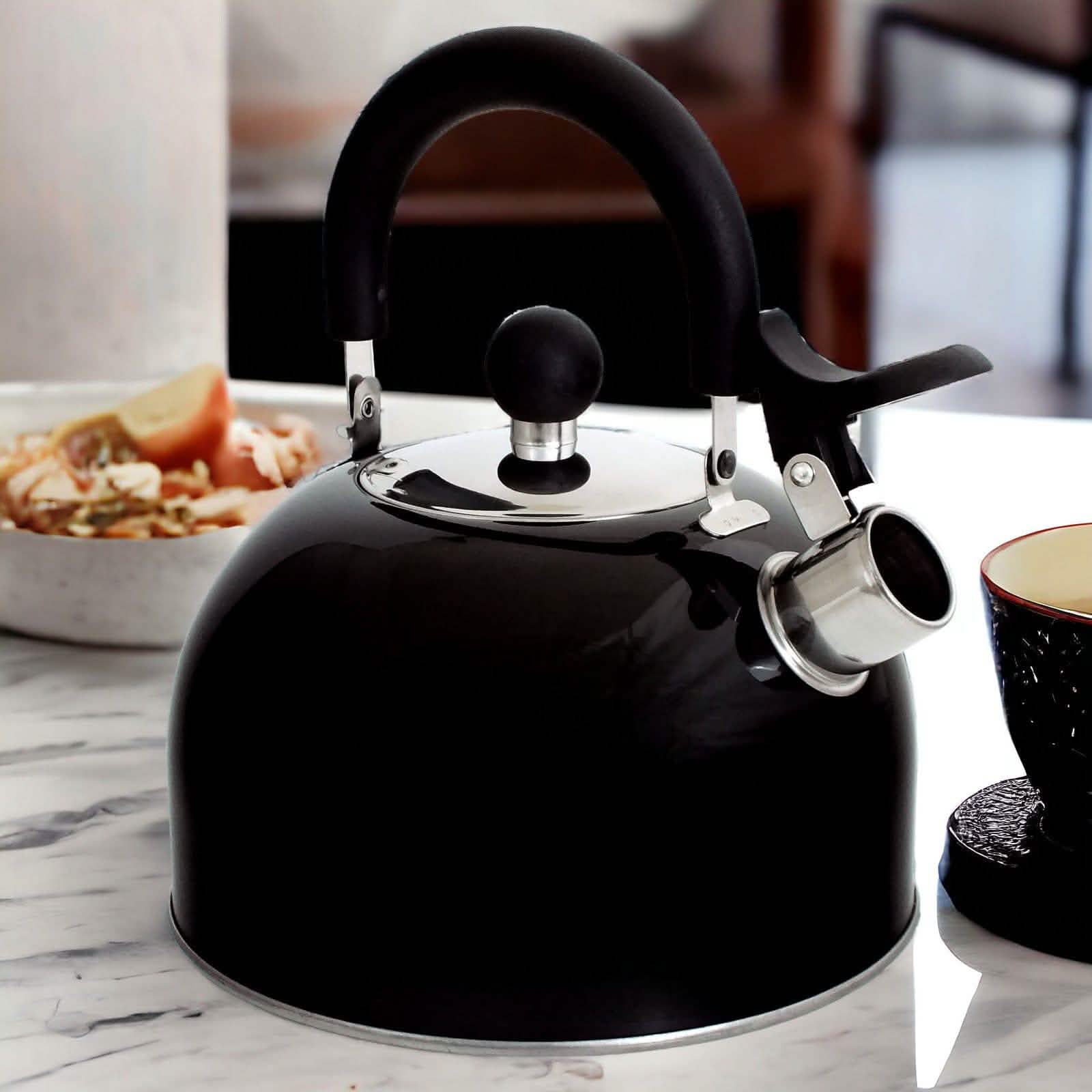 Voche Whistling Stovetop Kettle Voche 2.5L Black Stainless Steel Whistling Stovetop Kettle