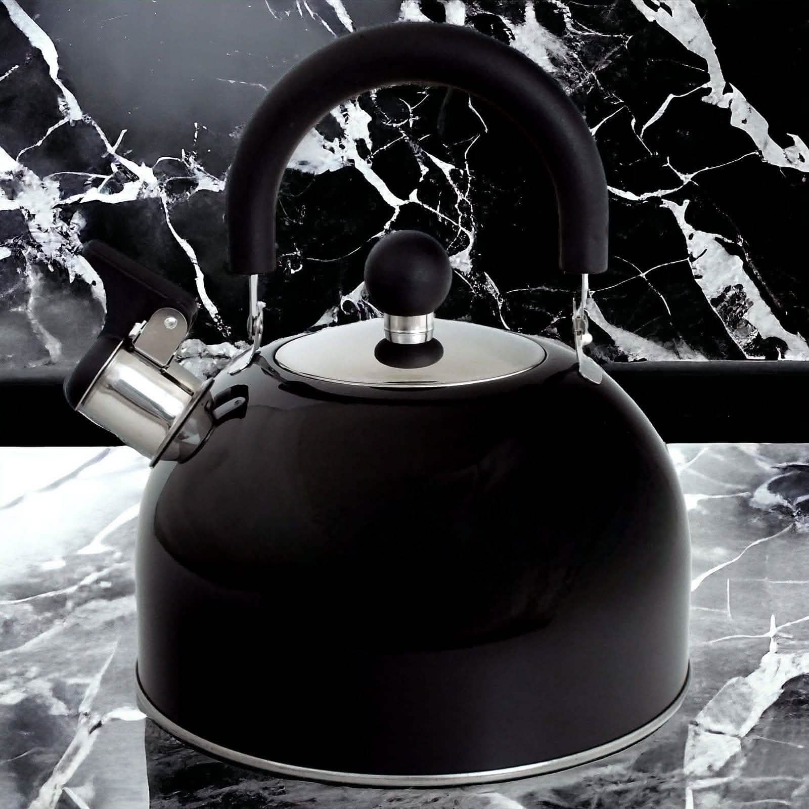 Voche Whistling Stovetop Kettle Voche 2.5L Black Stainless Steel Whistling Stovetop Kettle