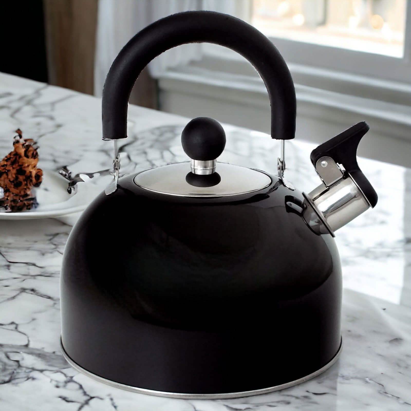 Voche Whistling Stovetop Kettle Voche 2.5L Black Stainless Steel Whistling Stovetop Kettle