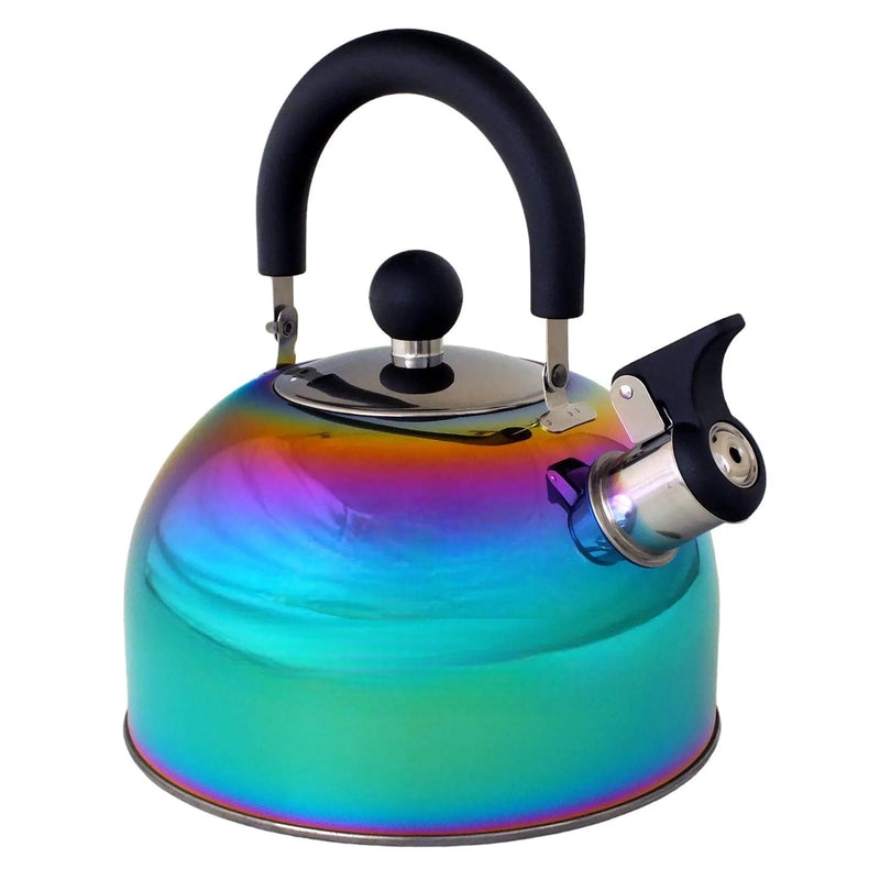 Voche Whistling Stovetop Kettle Voche 2.5L Stainless Steel Whistling Stovetop Kettle with Multi Coloured Iridescent Rainbow Finish