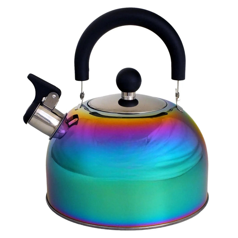 Voche Whistling Stovetop Kettle Voche 2.5L Stainless Steel Whistling Stovetop Kettle with Multi Coloured Iridescent Rainbow Finish