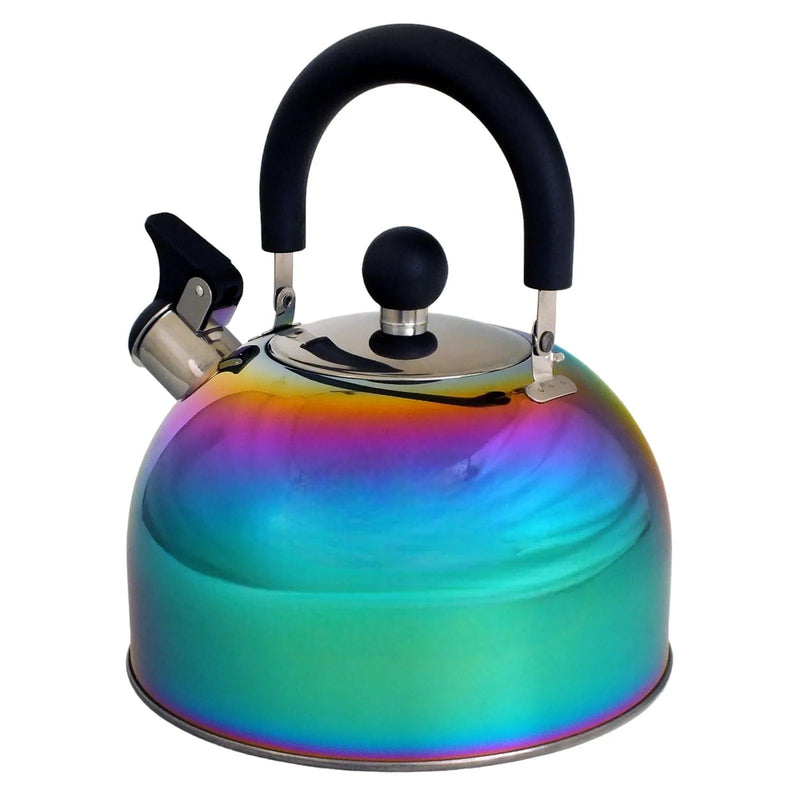 Voche Whistling Stovetop Kettle Voche 2.5L Stainless Steel Whistling Stovetop Kettle with Multi Coloured Iridescent Rainbow Finish