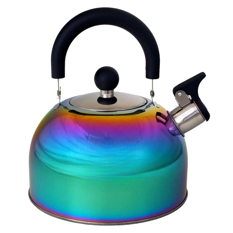 Voche Whistling Stovetop Kettle Voche 2.5L Stainless Steel Whistling Stovetop Kettle with Multi Coloured Iridescent Rainbow Finish