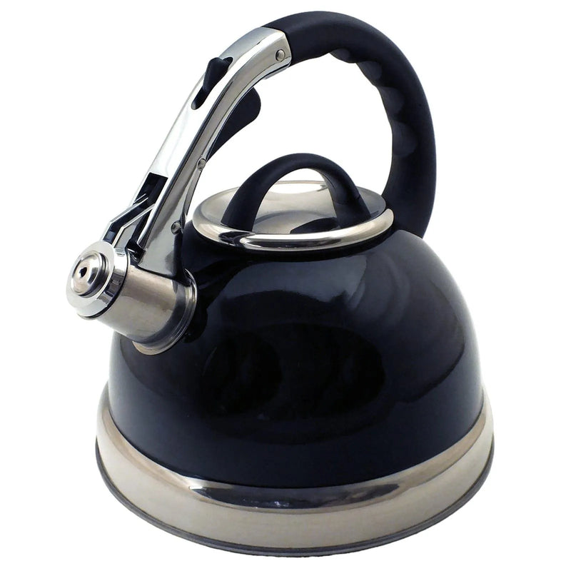 Voche® Whistling Stovetop Kettle Voche® 3.5 Litre Black Stainless Steel Whistling Kettle for Gas, Electric and Induction Hobs