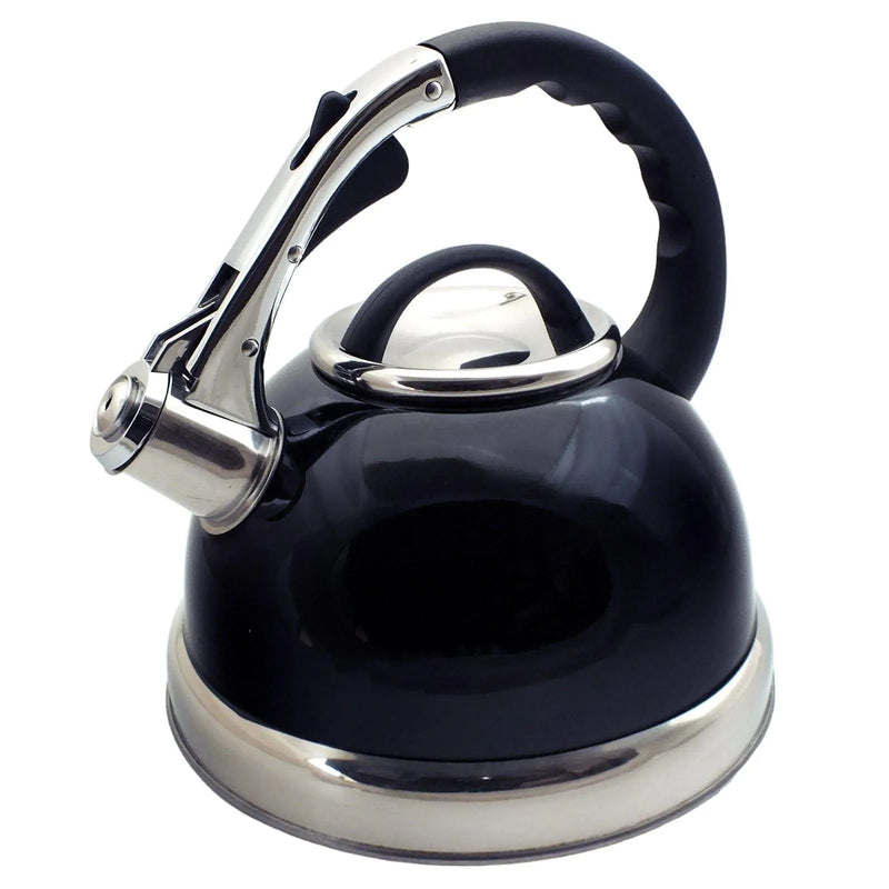 Voche® Whistling Stovetop Kettle Voche® 3.5 Litre Black Stainless Steel Whistling Kettle for Gas, Electric and Induction Hobs