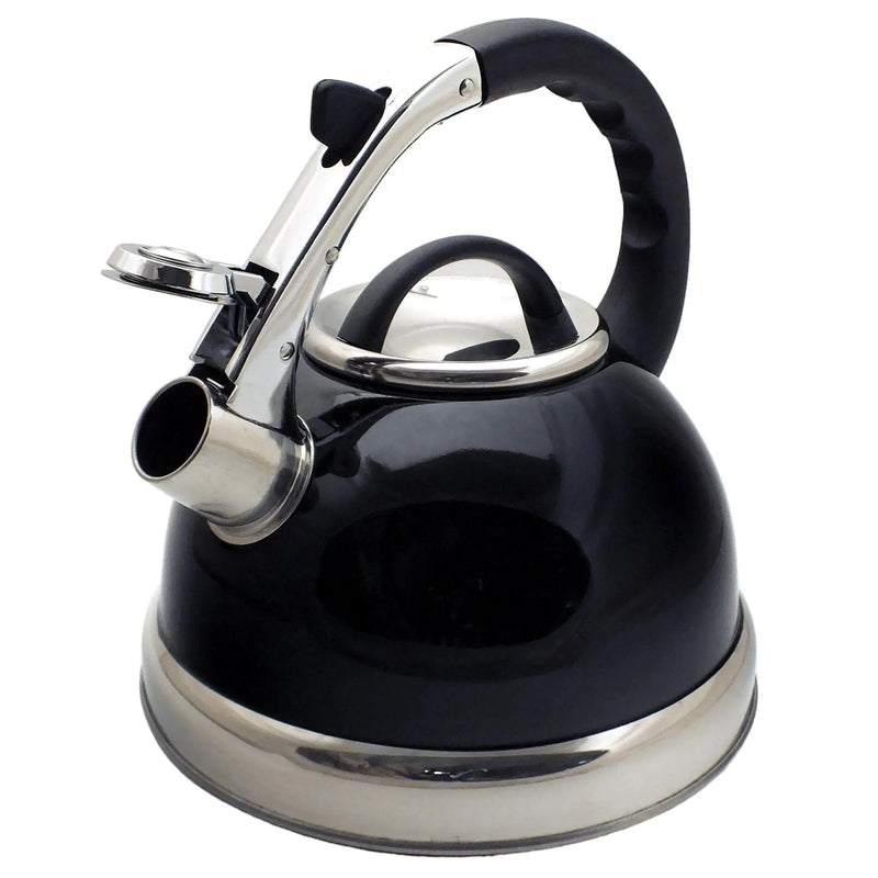 Voche® Whistling Stovetop Kettle Voche® 3.5 Litre Black Stainless Steel Whistling Kettle for Gas, Electric and Induction Hobs