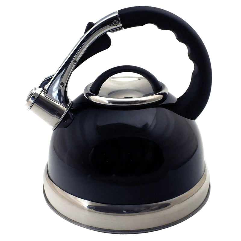 Voche® Whistling Stovetop Kettle Voche® 3.5 Litre Black Stainless Steel Whistling Kettle for Gas, Electric and Induction Hobs