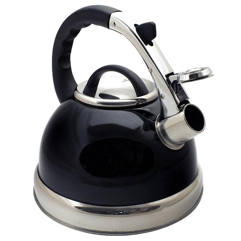 Voche® Whistling Stovetop Kettle Voche® 3.5 Litre Black Stainless Steel Whistling Kettle for Gas, Electric and Induction Hobs