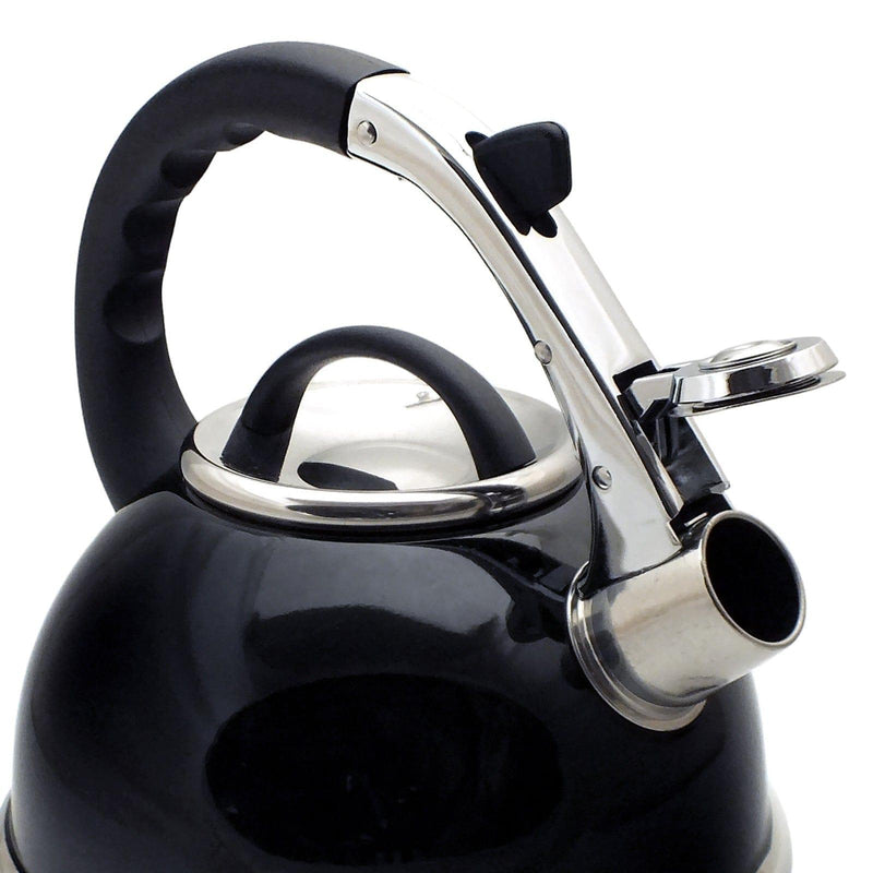 Voche® Whistling Stovetop Kettle Voche® 3.5 Litre Black Stainless Steel Whistling Kettle for Gas, Electric and Induction Hobs