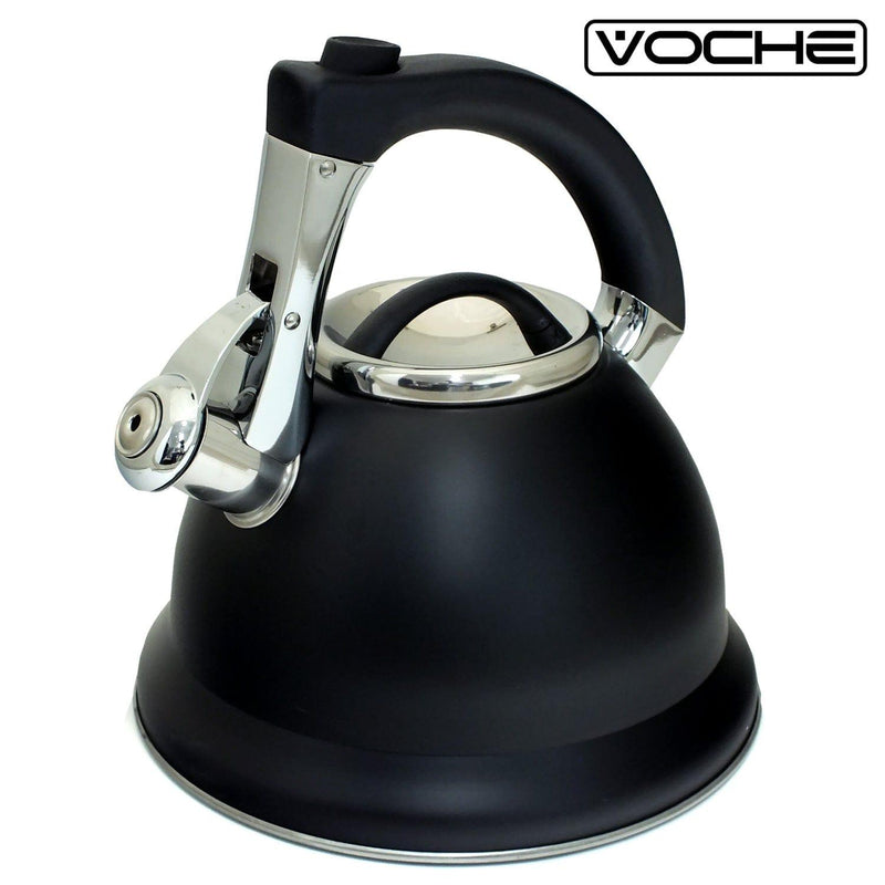 Voche Whistling Stovetop Kettle Voche® 3L Whistling Stovetop Kettle Stainless Steel Matt Black Gas Electric Hobs