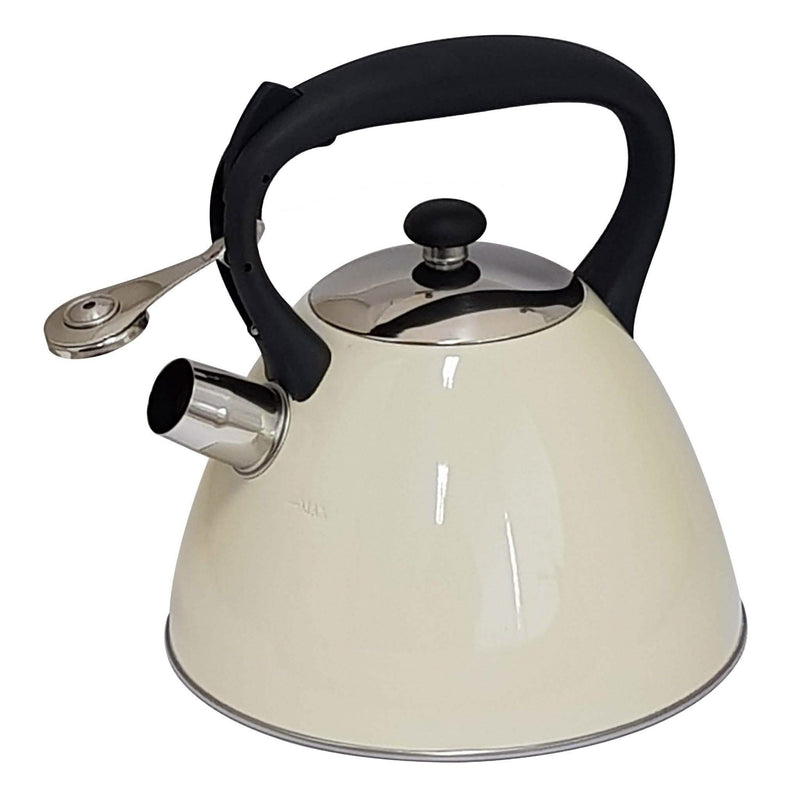 Voche Whistling Stovetop Kettle Whistling Kettle 3.0L Cream Stainless Steel - Gas Electric Induction Hobs VH076