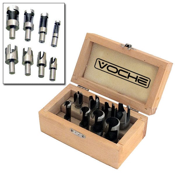 Voche Wood Plug Hole Cutter Set Dowel Maker Cutting Tools 10mm Shank Bit Voche 8pc