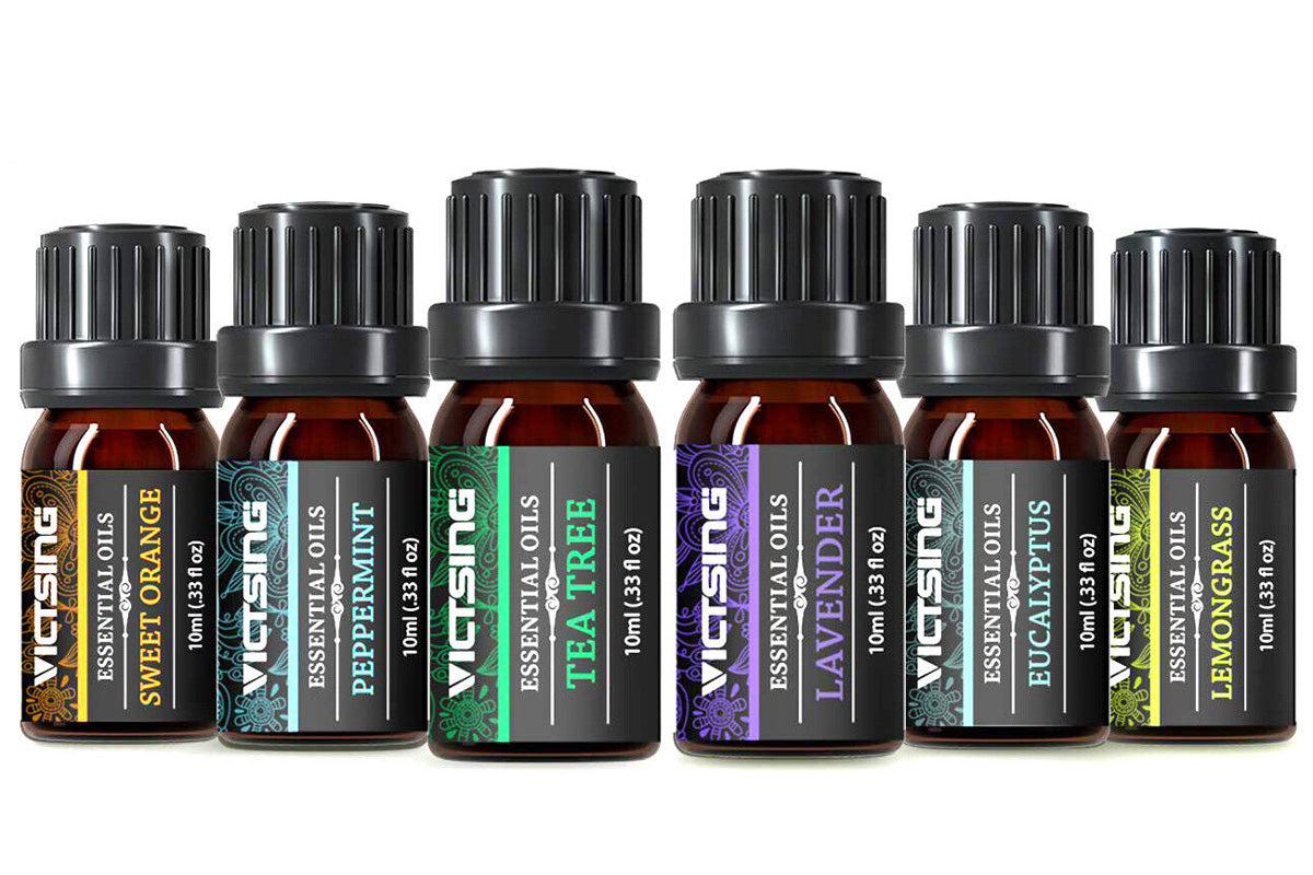 Ultrasonic Fragrance Diffuser Aroma Lamp + 6 Pack Scented Oils Rainbow Crackle