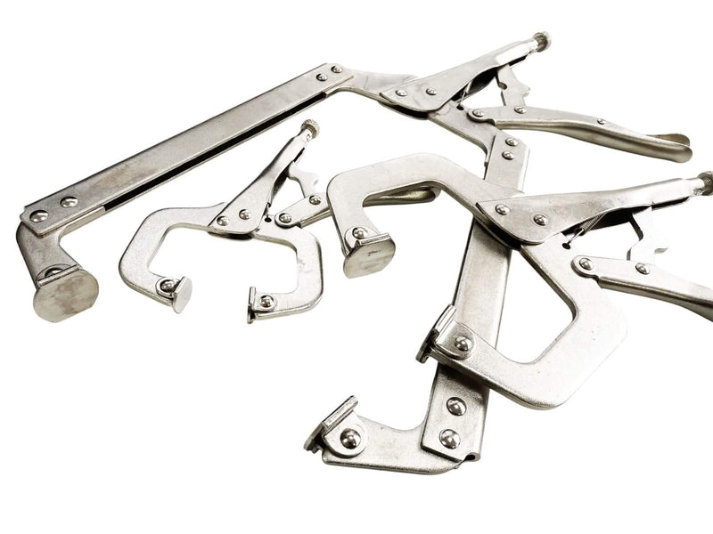 3pc Locking Welding Clamp Set | Adjustable C-Clamps 6" 11" 18" | Heavy Duty Forged Steel