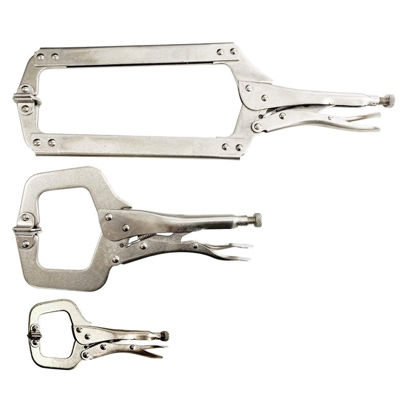 3pc Locking Welding Clamp Set | Adjustable C-Clamps 6" 11" 18" | Heavy Duty Forged Steel